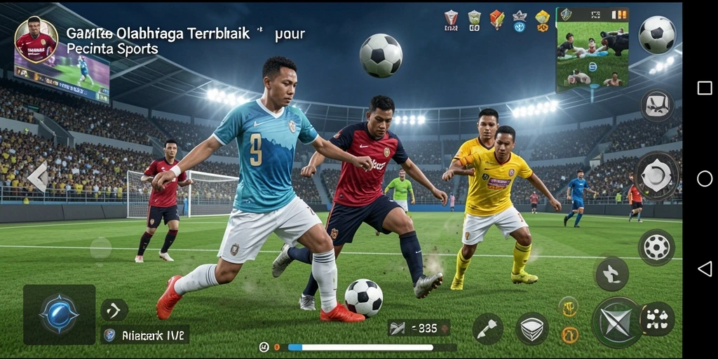Screenshot gameplay 234E menampilkan pertandingan olahraga yang mendebarkan.