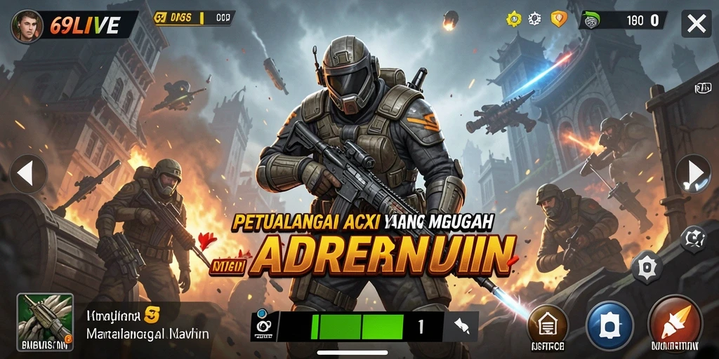 Screenshot gameplay 69LIVE menampilkan aksi mendebarkan dalam pertempuran.