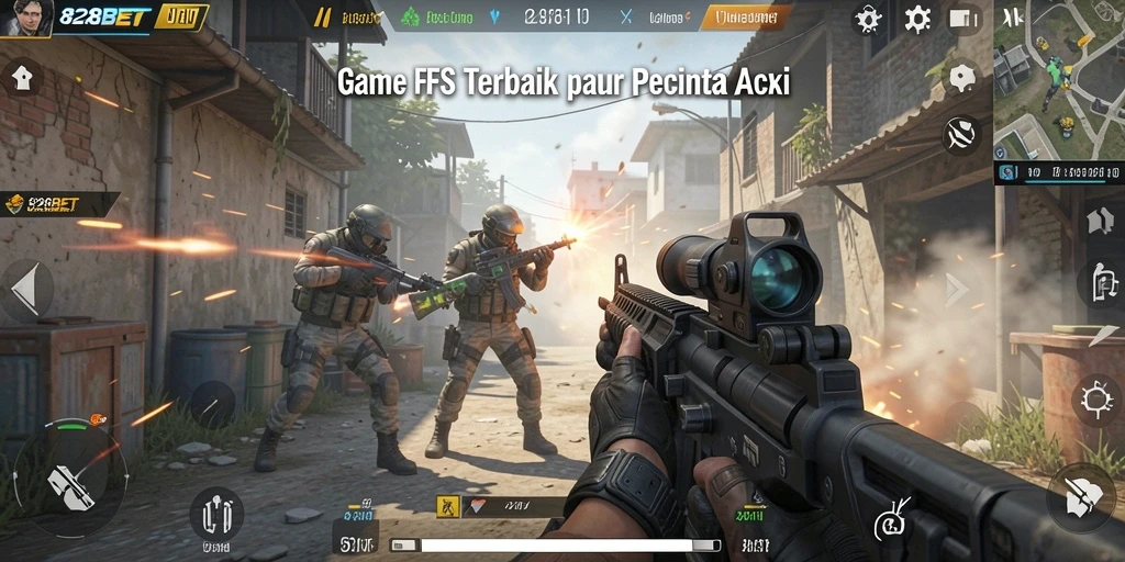 Tampilan gameplay seru dalam permainan FPS 828BET.