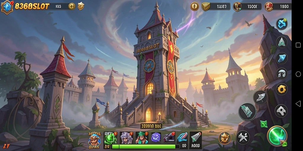 Tampilan gameplay menara pertahanan yang mendebarkan di 8368SLOT.