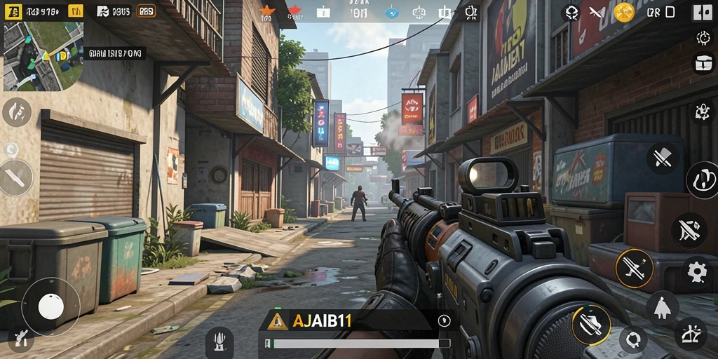 Gameplay seru di AJAIB11 dengan aksi tembak-menembak.
