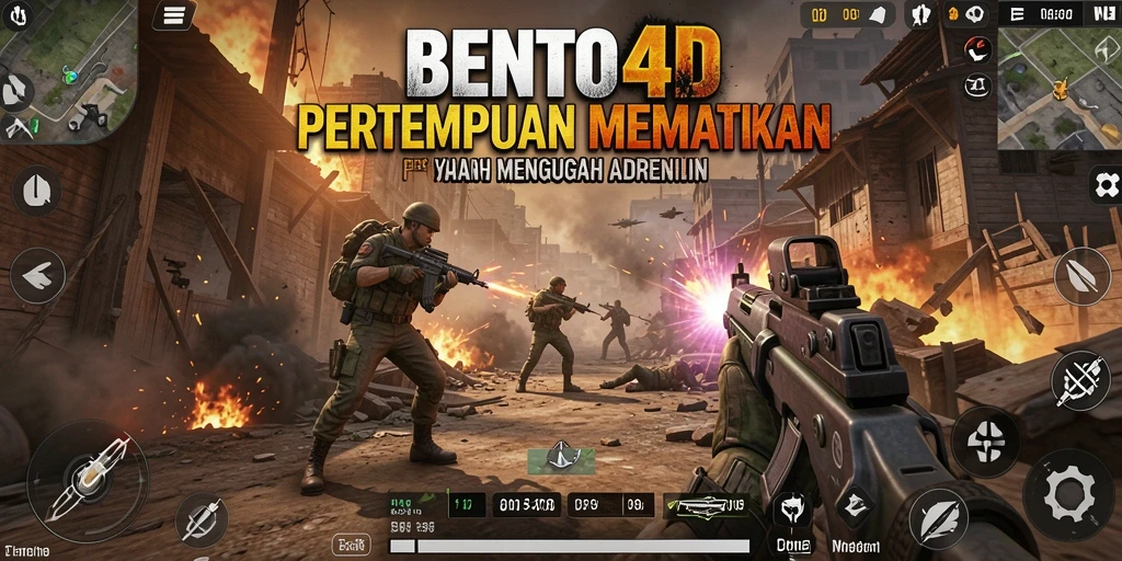 Screenshot BENTO4D menunjukkan aksi pertempuran yang mendebarkan dalam gameplay FPS.