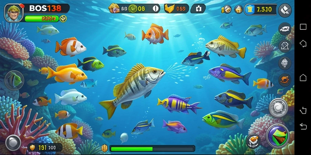 Tampilan gameplay <strong>BOS138</strong> yang seru saat menembak ikan.