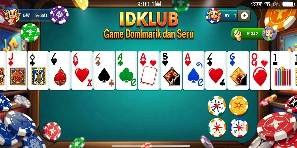 Tampilan dinamis game Domino IDKLUB dengan fitur multiplayer.