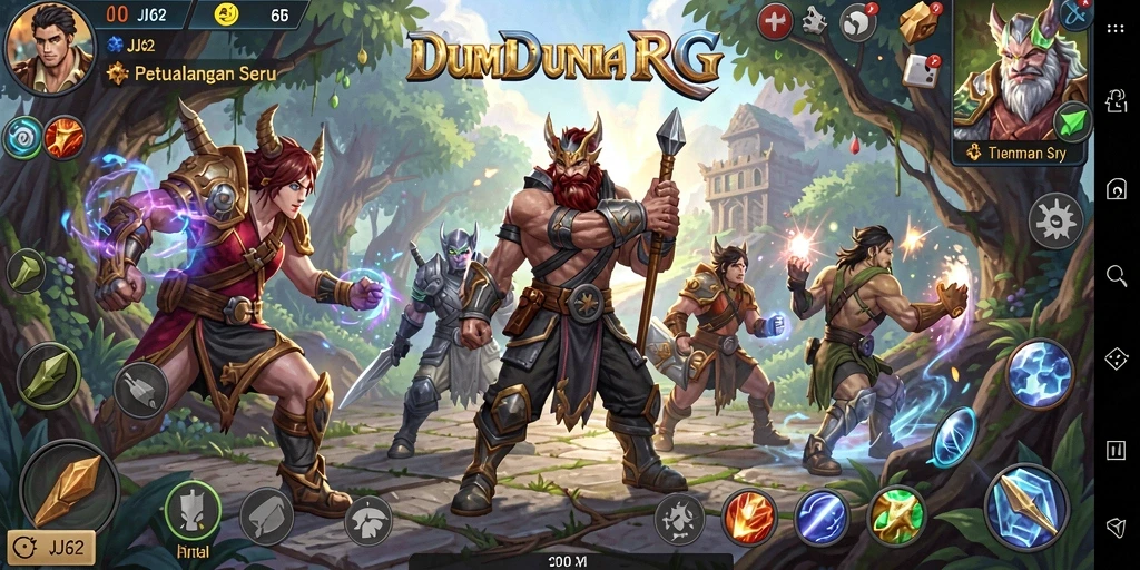 Tampilan gameplay menarik dari JJ62 dengan karakter dan latar belakang yang kaya.