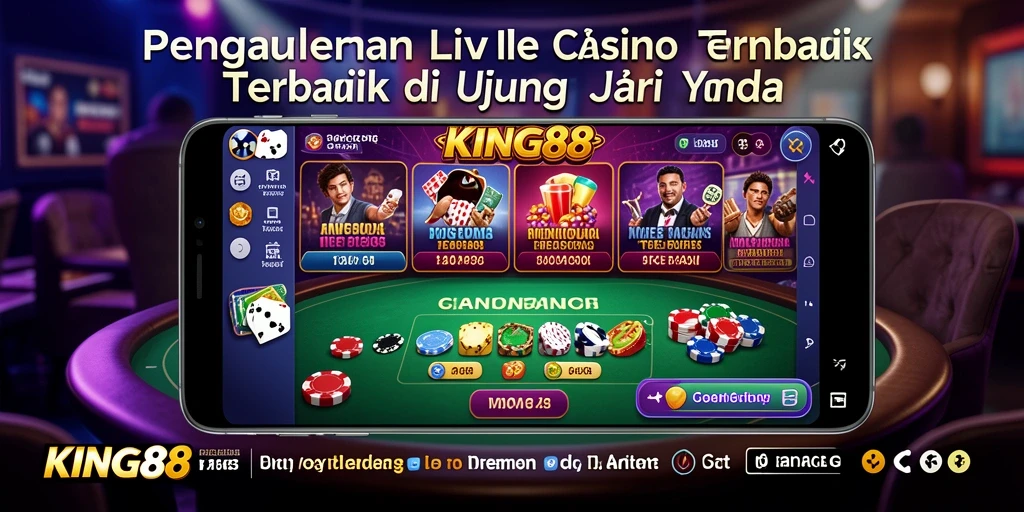 Screenshot KING88 menunjukkan dealer langsung yang sedang bermain dengan pemain.