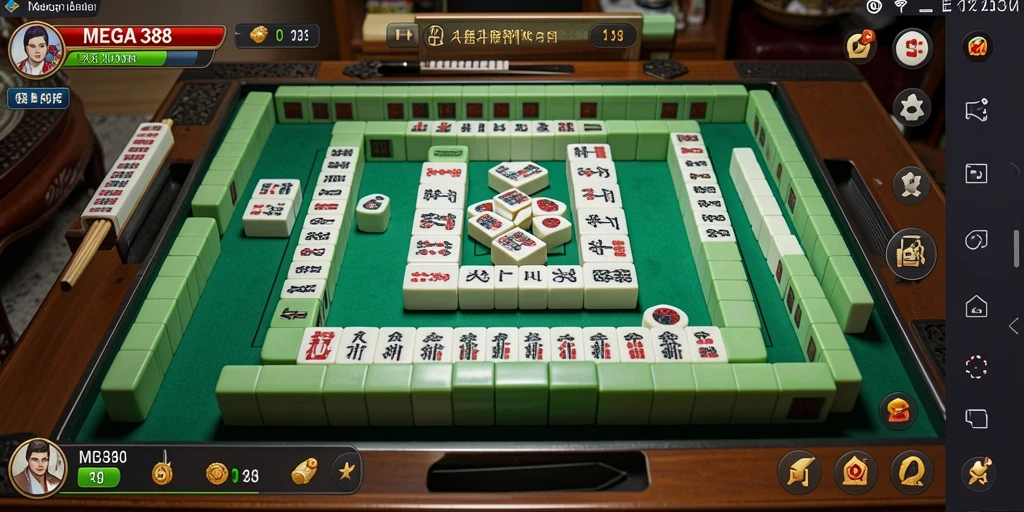 Tampilan gameplay menarik dari MEGA388 dengan ubin Mahjong yang berwarna-warni.