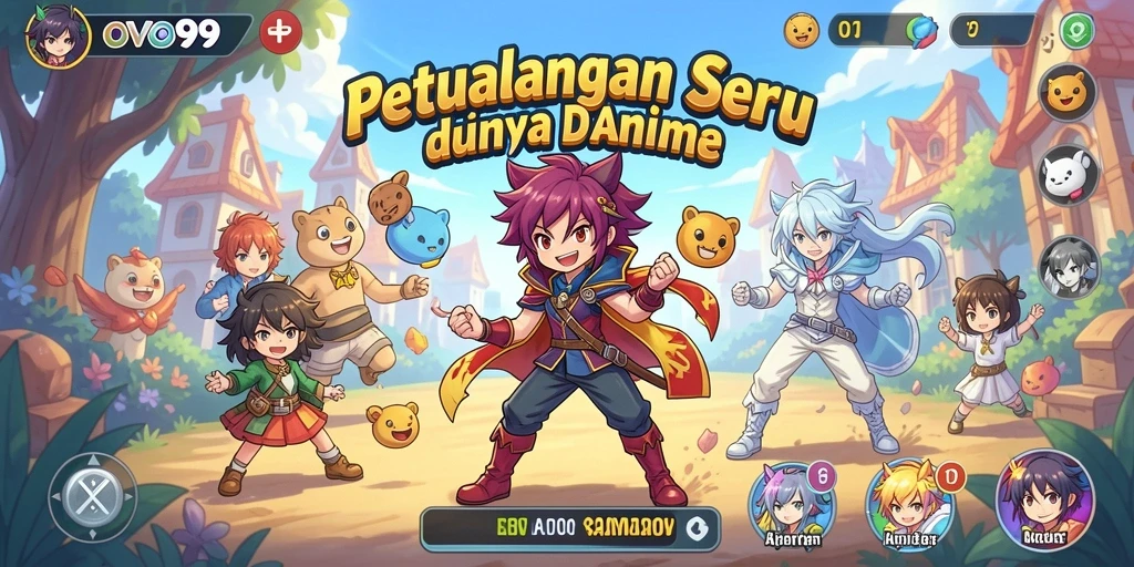 Screenshot menunjukkan gameplay seru di OVO99 dengan karakter anime.