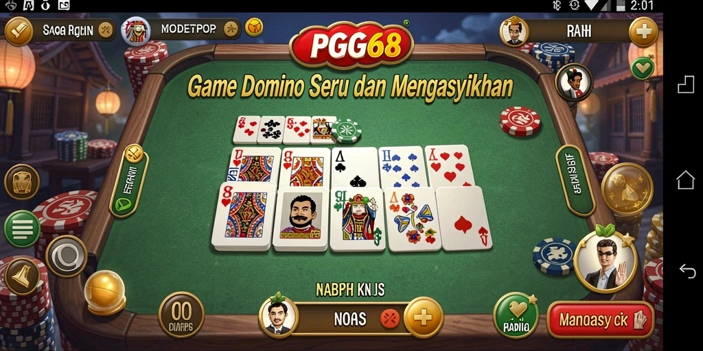 Screenshot gameplay PGG68 yang menunjukkan aksi seru permainan domino.