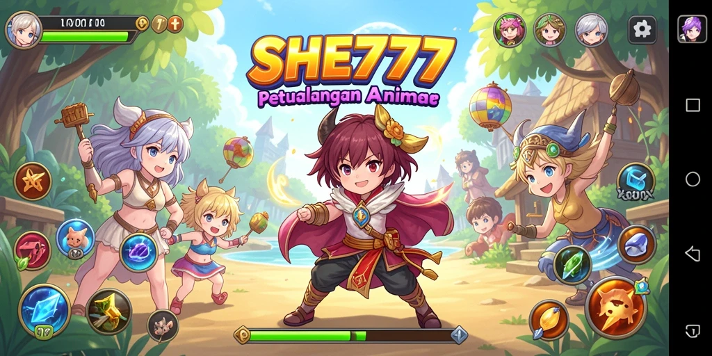 Tampilan menarik gameplay SHE777 dengan karakter Anime yang menawan.
