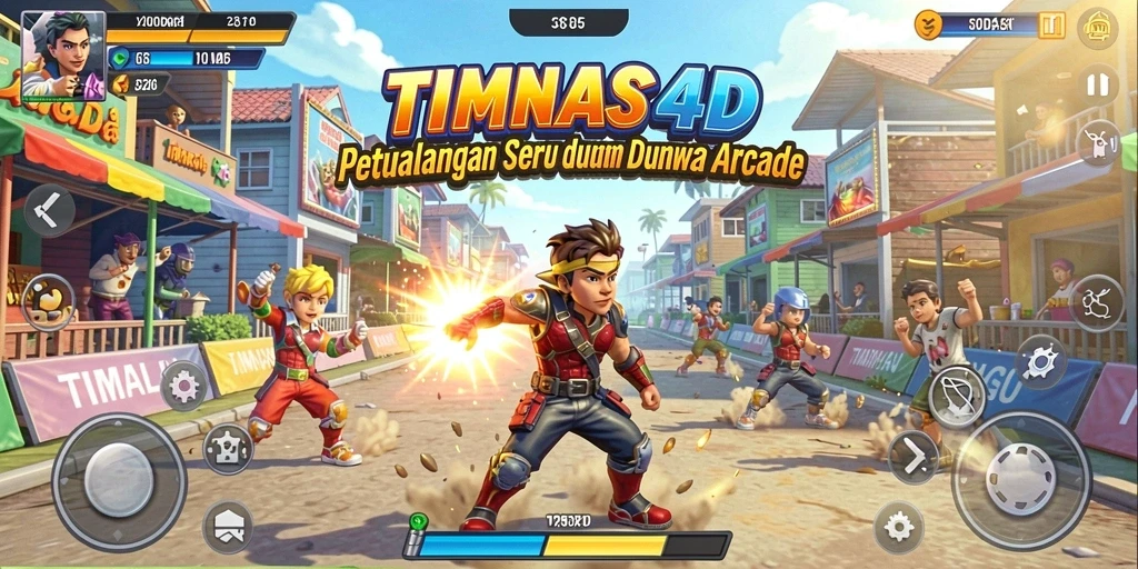 Screenshot utama TIMNAS4D menampilkan aksi seru dalam gameplay Arcade.