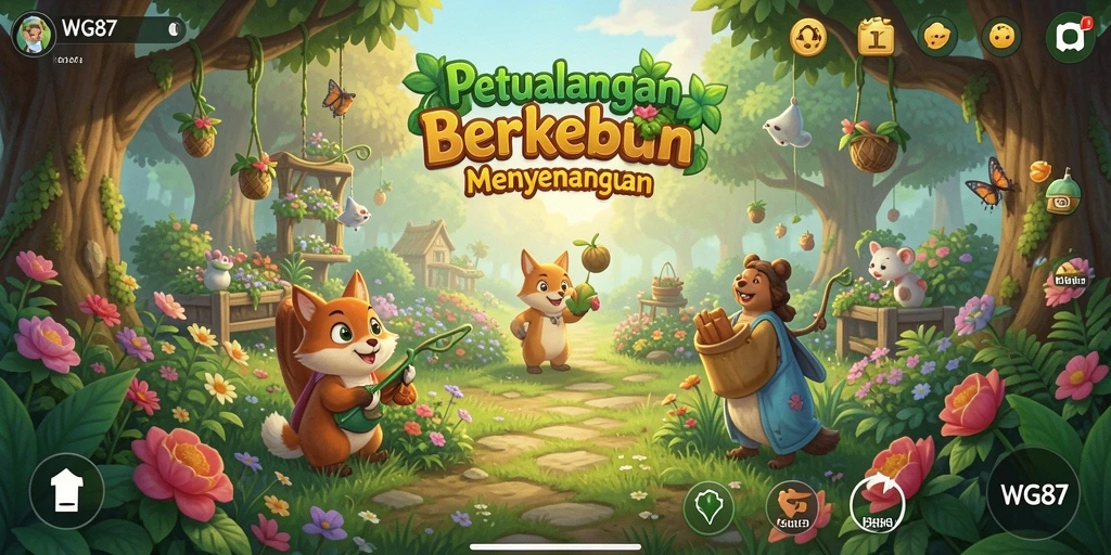 Tampilan gameplay WG87 dengan berbagai aktivitas bertani.